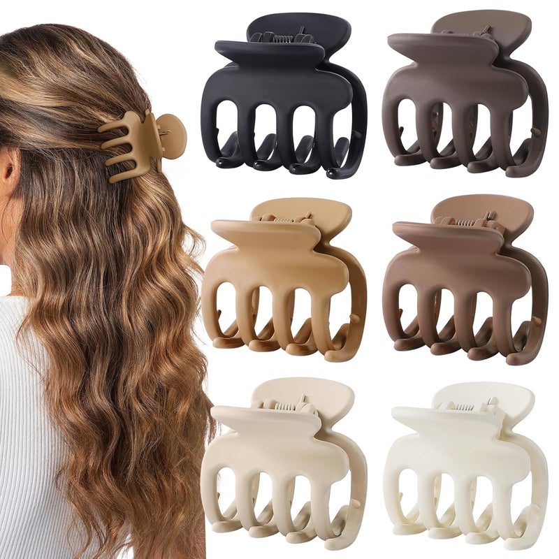 USDNICE 6 Pcs Hair Clips Small Claw Clips for Thin Hair Medium Matte Non-slip Hair Accessories for Women and Girls (Coffee) - Image 1